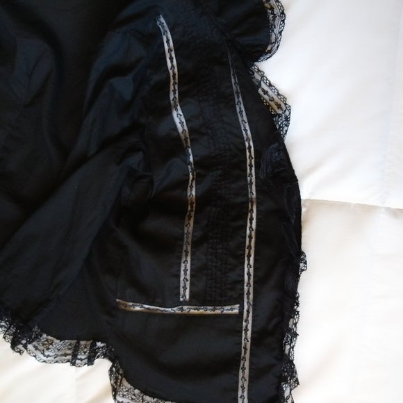 Black cotton 3/4 sleeve button down shirt with lace trim Xhilaration size XS - Picture 11 of 16